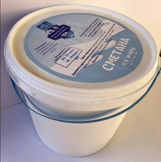 Сметана ФРАНКІВСЬКИЙ МОЛОКОЗАВОД 15%, 900г, відро пластикове